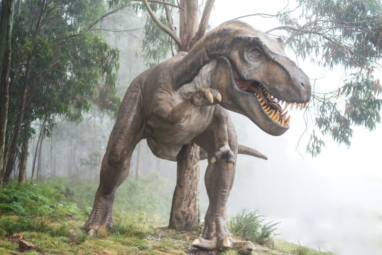 Speculative prehistoric landscape illustrating a world where dinosaurs survived the asteroid impact
